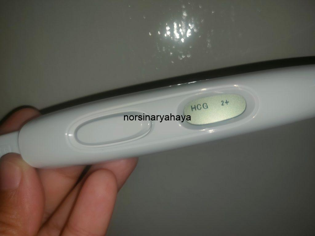 Display reusable test ikut week indicator of conception. HCG 2+ bermaksud 2-3w conception, 3-4w pregnancy