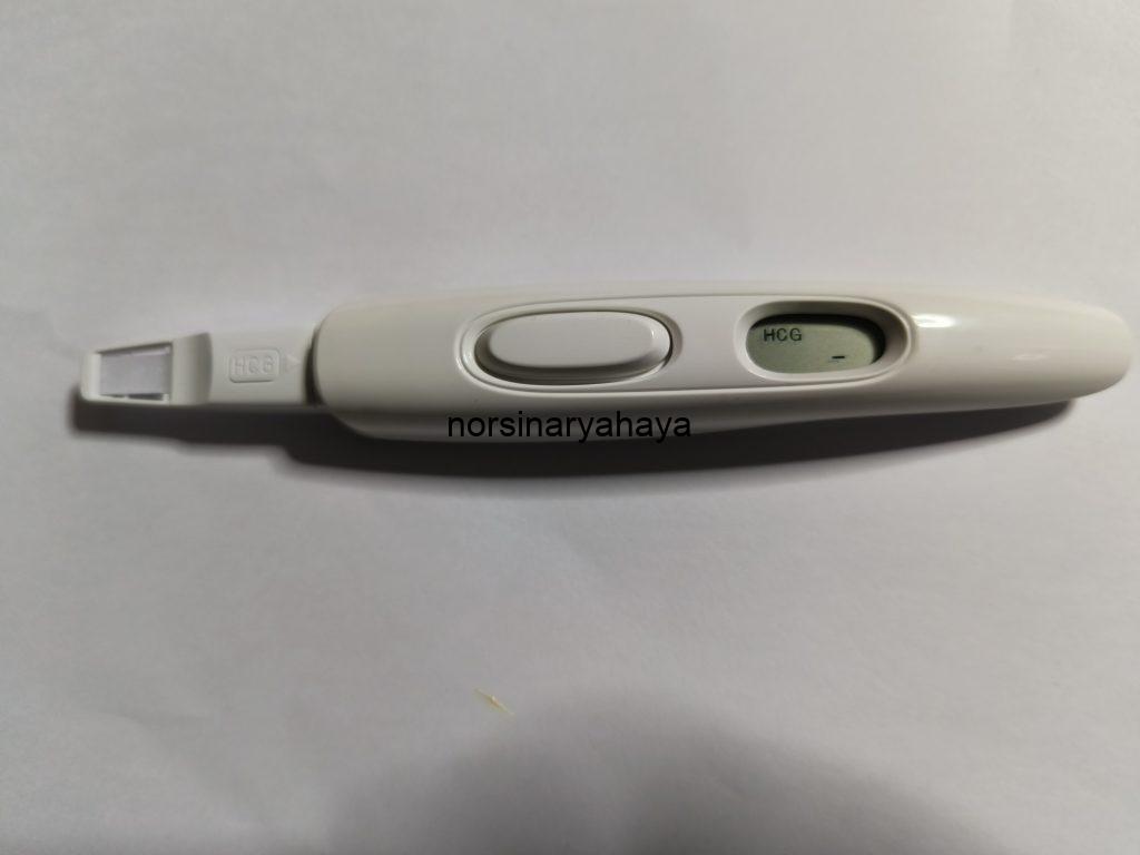 Display reusable test ikut week indicator of conception. HCG - bermaksud tak hamil.